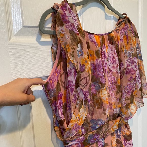 70's Vintage Handmade, Fully lined Chiffon & Taffeta floor length gown - Picture 4 of 9